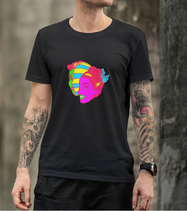 Retro Girl Slice Neon Pop Art Faces T-Shirt