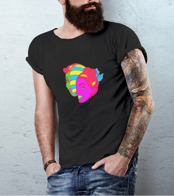 Retro Girl Slice Neon Pop Art Faces T-Shirt