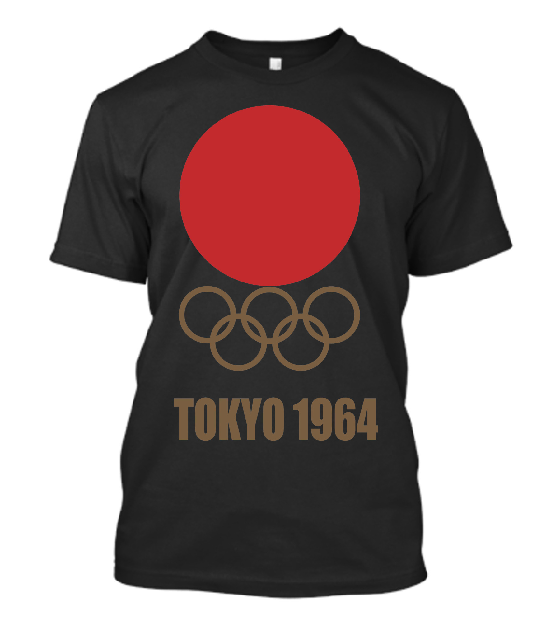Tokyo 1964 Olympic Games Retro Japan Flag And Olympic Rings T-Shirt