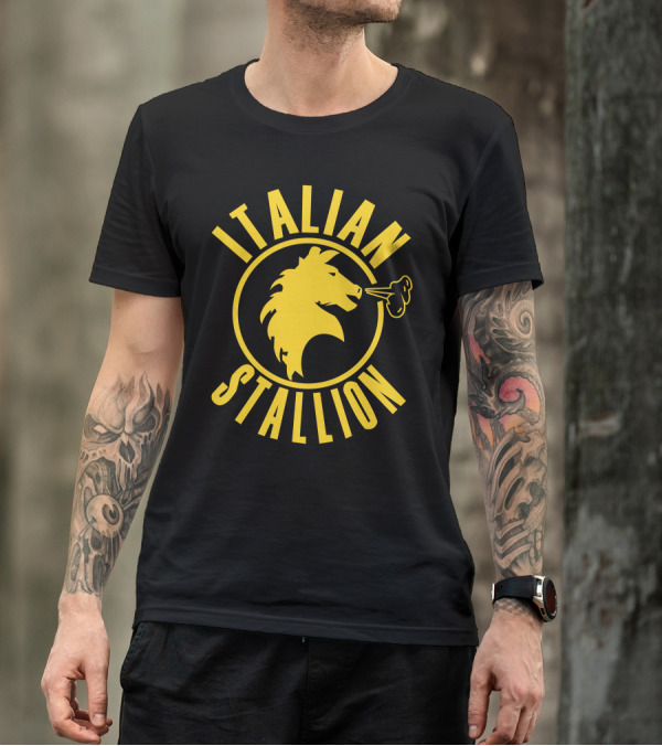 Rocky Balboa Italian Stallion Black Yellow Logo Movie Cotton 2XL T-Shirt