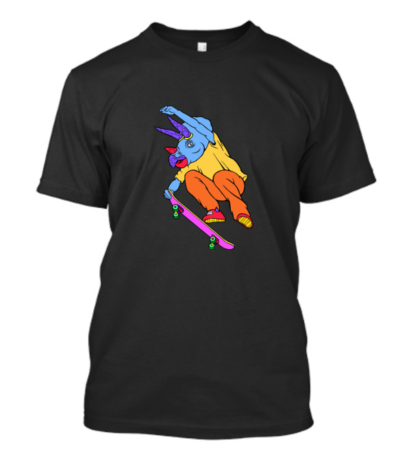 Skateboarding Triceratops In Bright Colors T-Shirt