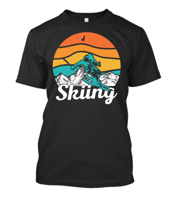 Skiing In The Mountains Retro Style Skiiny T-Shirt
