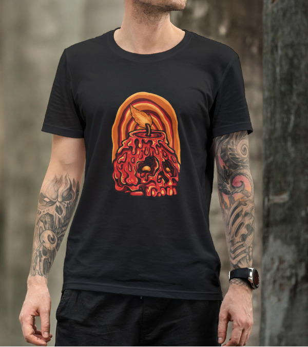 Melted Skull Wax Flame Retro Vibes T-Shirt