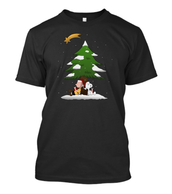 Charlie Brown Snoopy Christmas Tree Starry Night T-Shirt