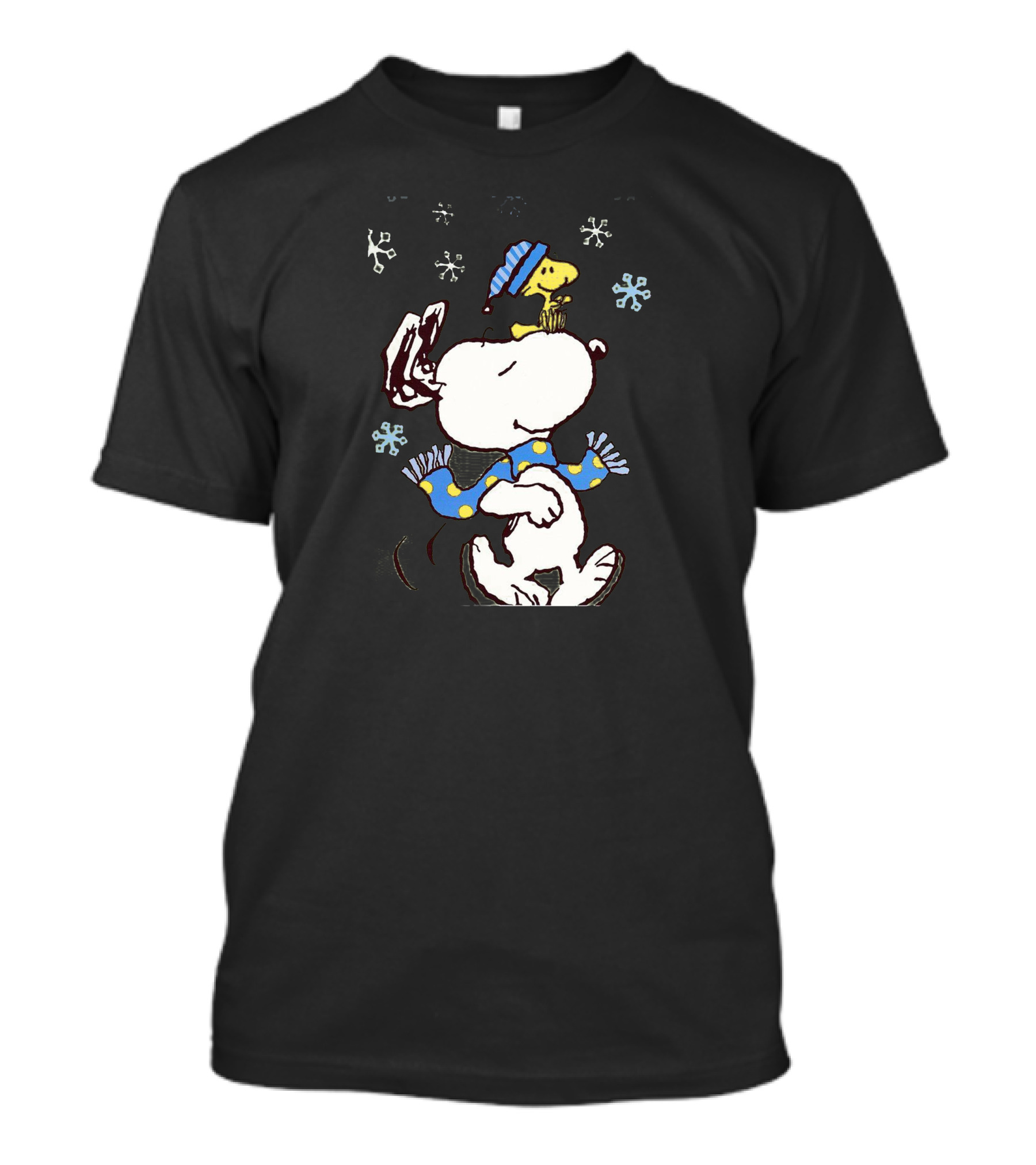 Snoopy Christmas With Woodstock Snowflakes Winter Scarf And Hat T-Shirt