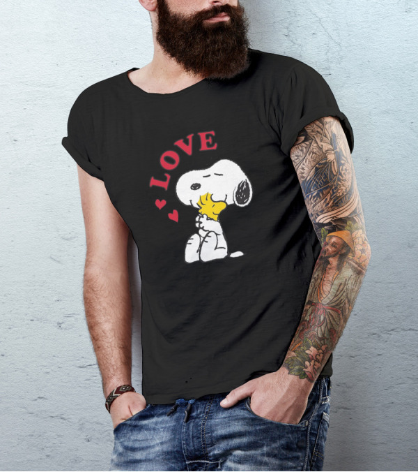 Snoopy Love Hearts Hugging Woodstock T-Shirt