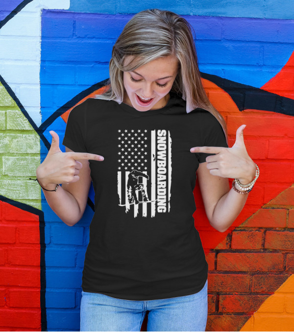 Snowboarding Snowboarder American Flag USA Patriotic T-Shirt