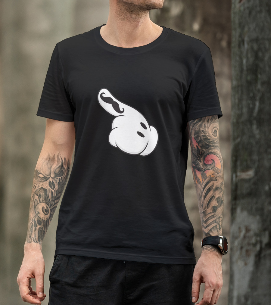 Toon White Glove Pointing Hand With Stylized Mustache T-Shirt