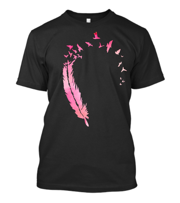 Watercolour Feather Pink Bird Formation T-Shirt