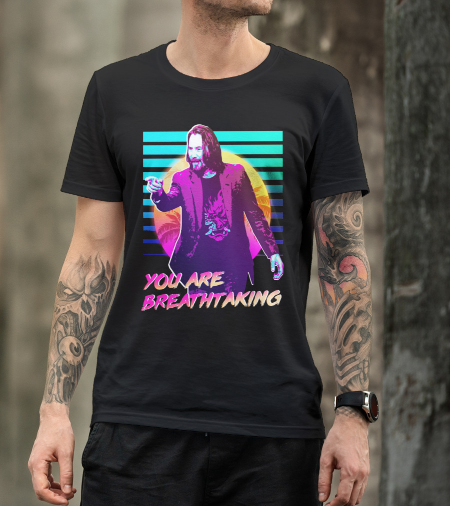 You Are Breathtaking Keanu Reeves Neon Retro Vaporwave T-Shirt