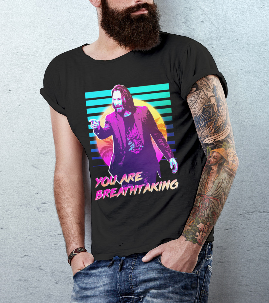 You Are Breathtaking Keanu Reeves Neon Retro Vaporwave T-Shirt