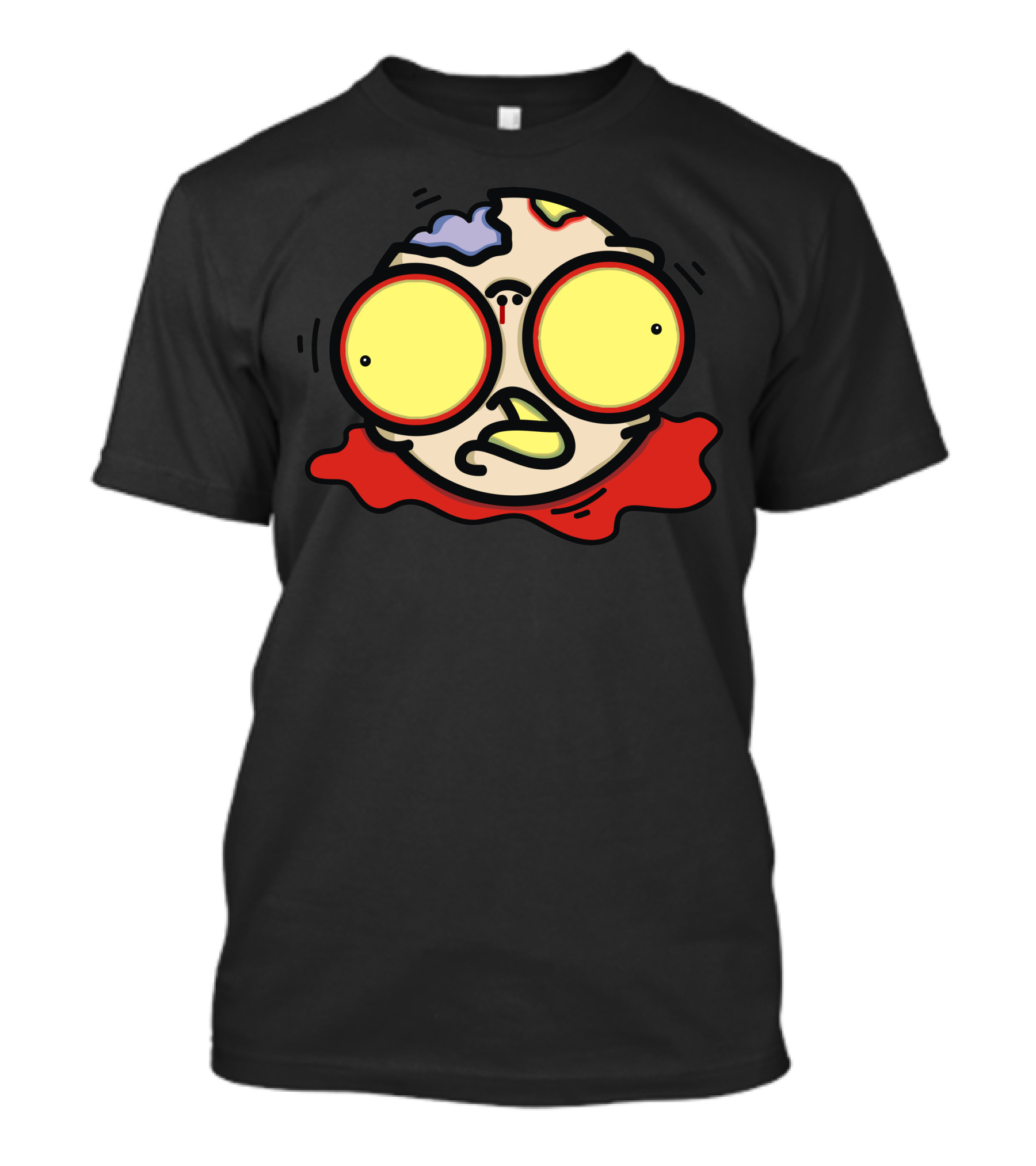 Zombie Head Cartoon With Big Eyes And Exposed Brain T-Shirt
