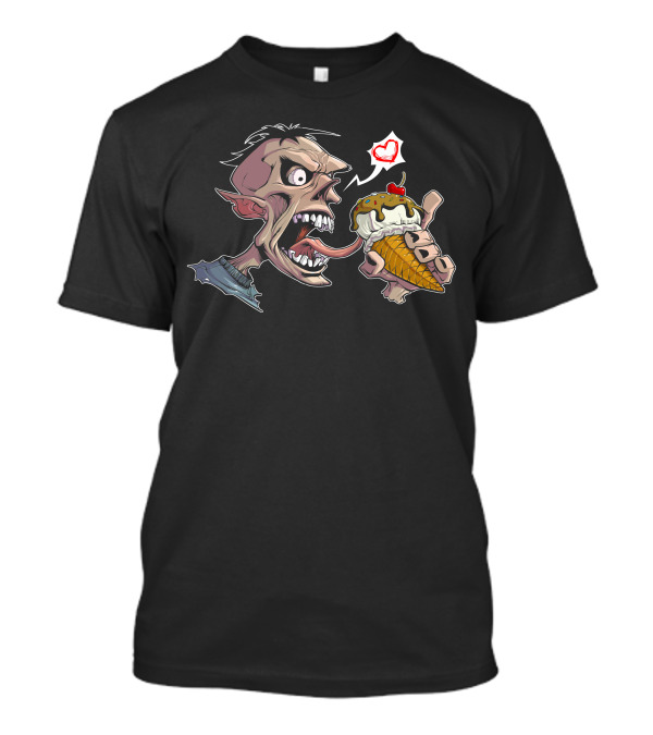 Zombie Ice Cream Love Monster With Cherry Cone And Heart T-Shirt