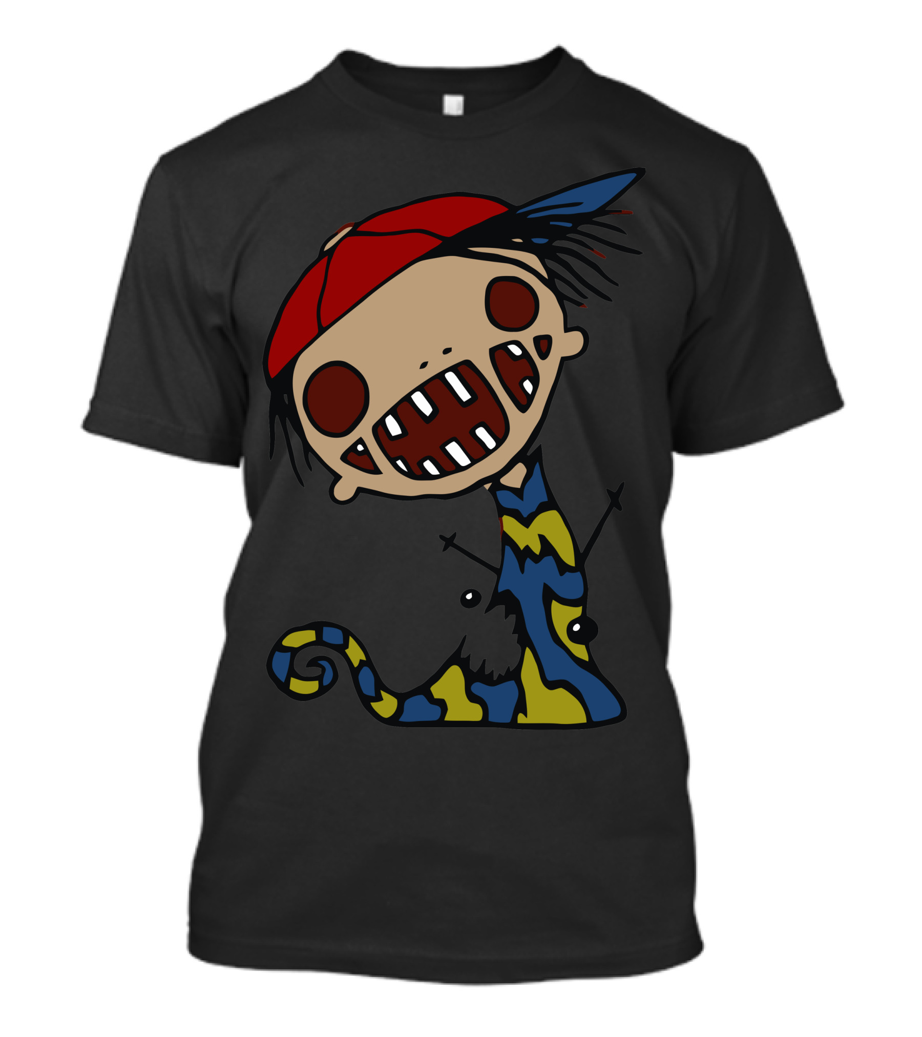 Zombie Ness Doodle Red Hat Cartoon Creature T-Shirt