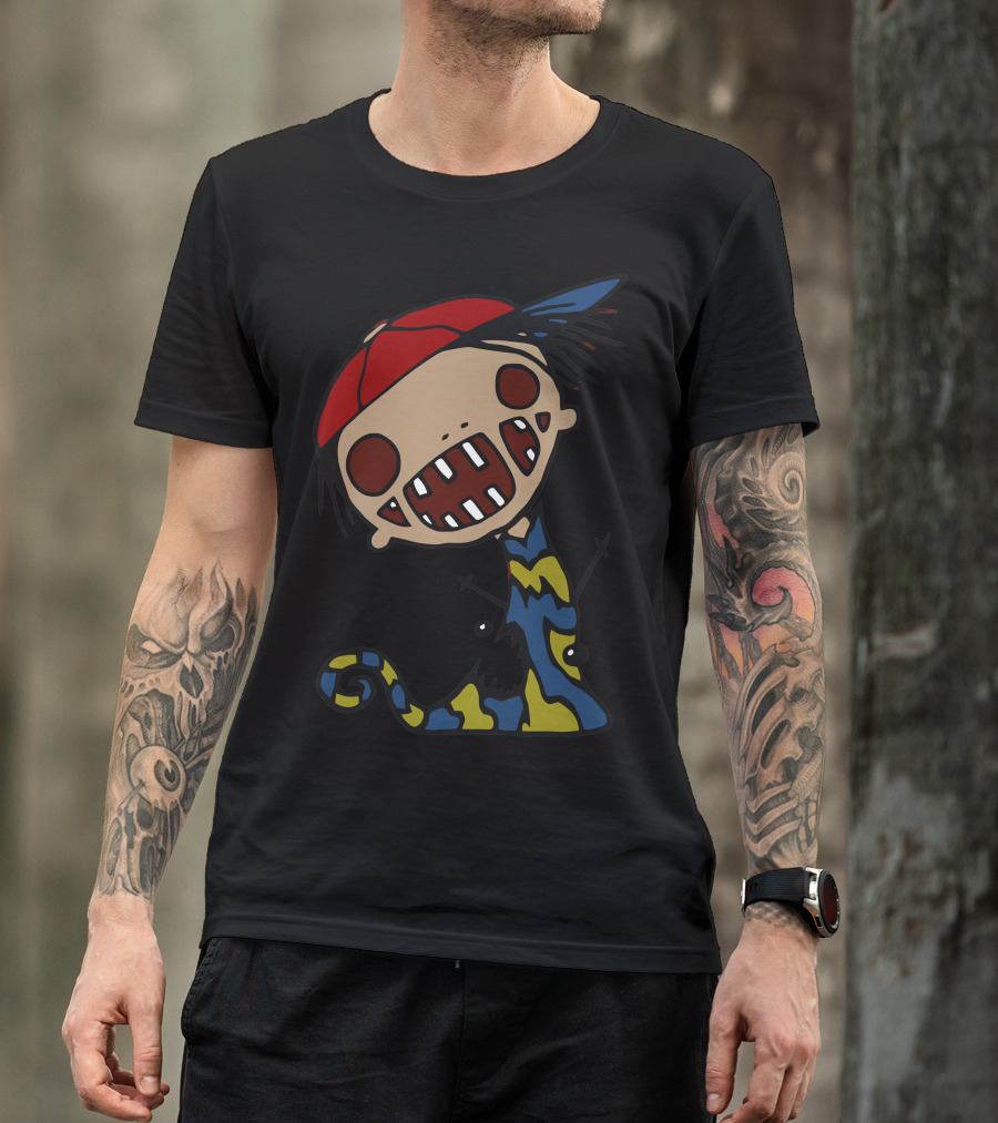 Zombie Ness Doodle Red Hat Cartoon Creature T-Shirt