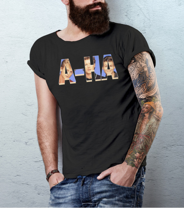 A-Ha Band Members Blue Background T-Shirt