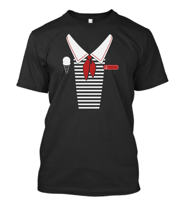 Ahoy Stripes Nautical Ice Cream Anchor Collar T-Shirt