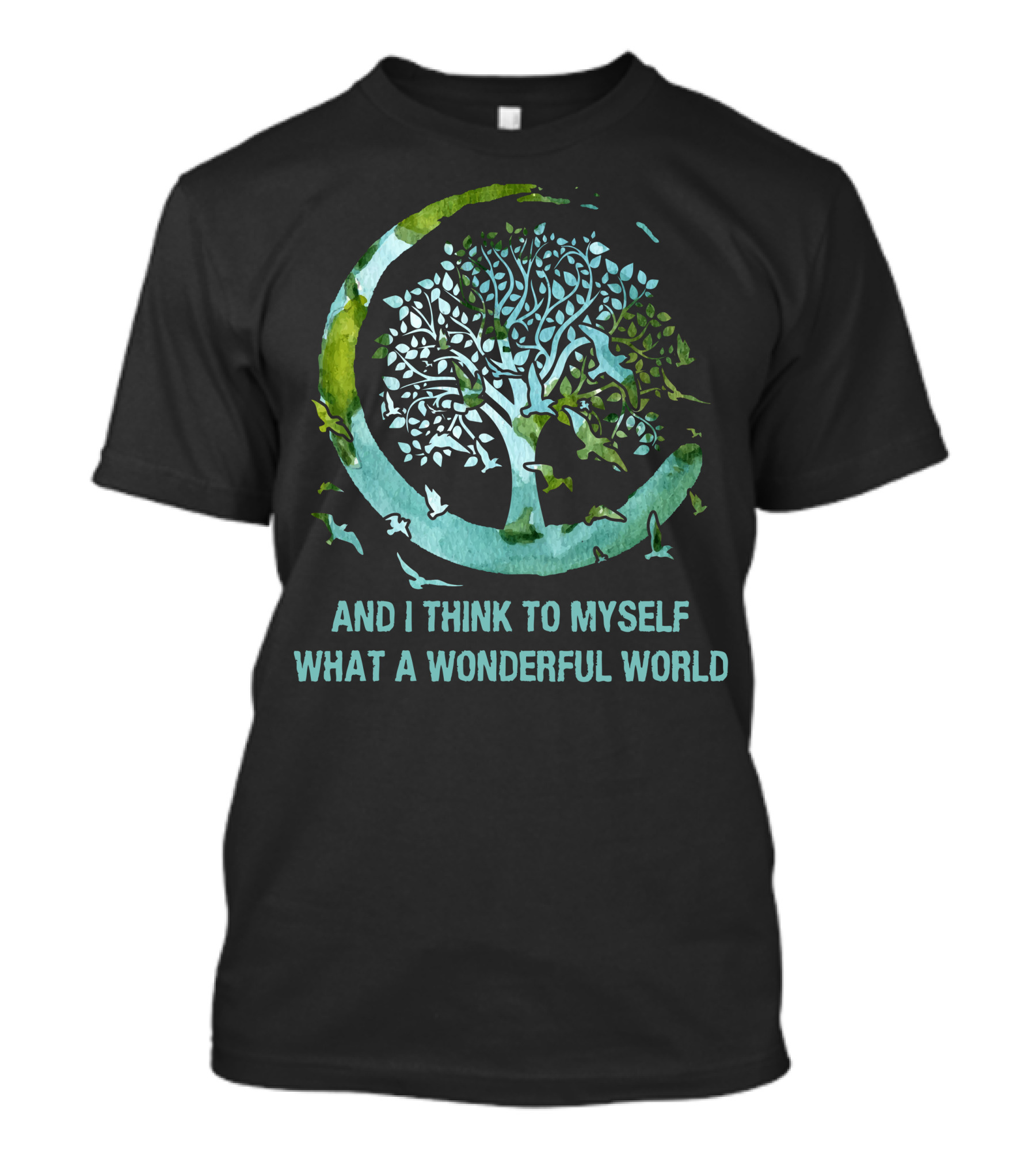 And I Think To Myself What A Wonderful World Tree And Bird Circle T-Shirt