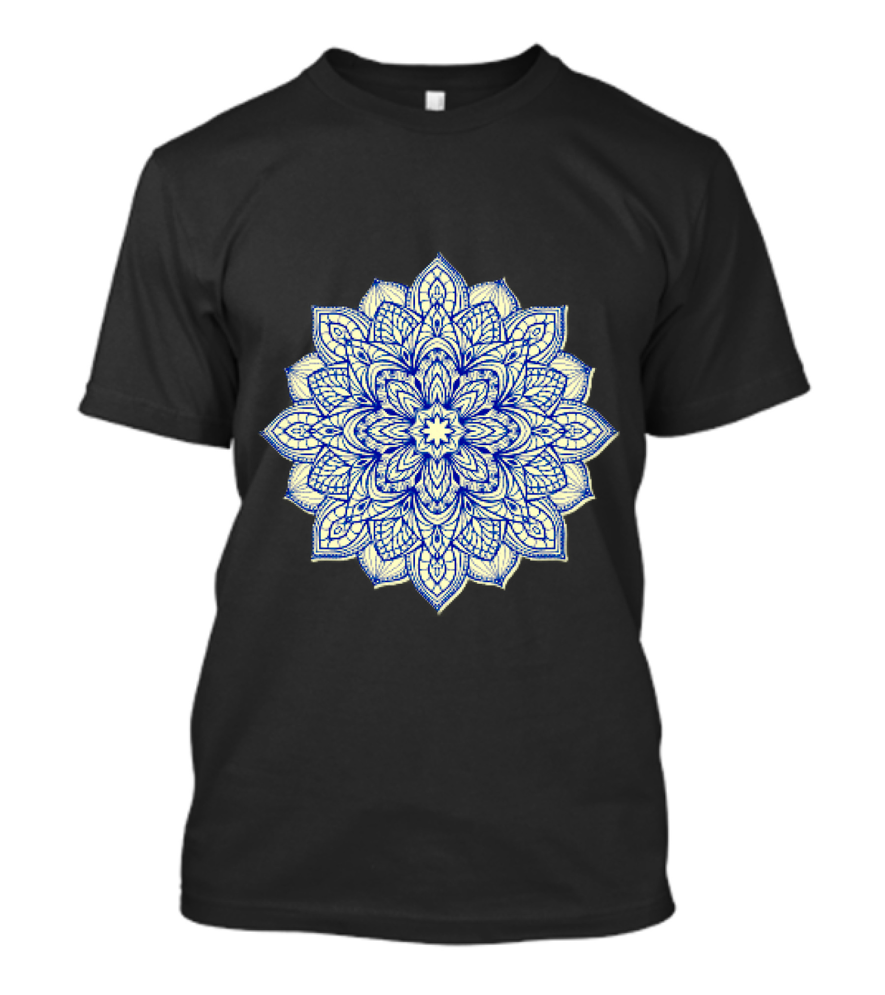 Artisanat Blue And Cream Intricate Mandala T-Shirt