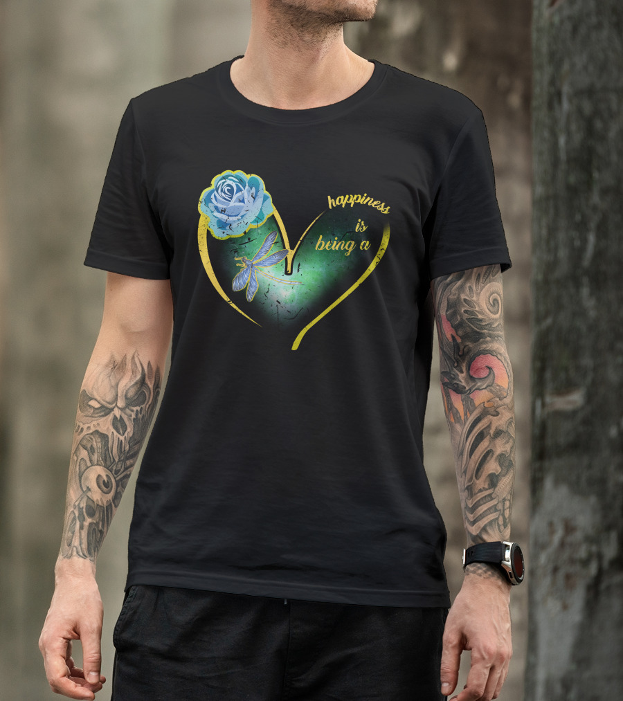 Happiness Is Being A Mimi Mama Nana Butterfly Heart T-Shirt