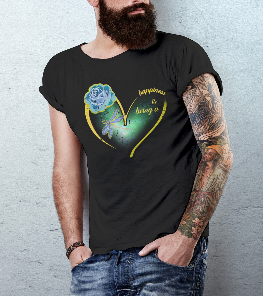 Happiness Is Being A Mimi Mama Nana Butterfly Heart T-Shirt