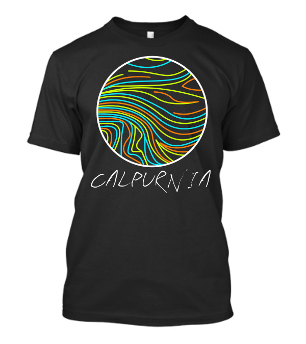 Calpurnia Neon Abstract Lines Circular T-Shirt
