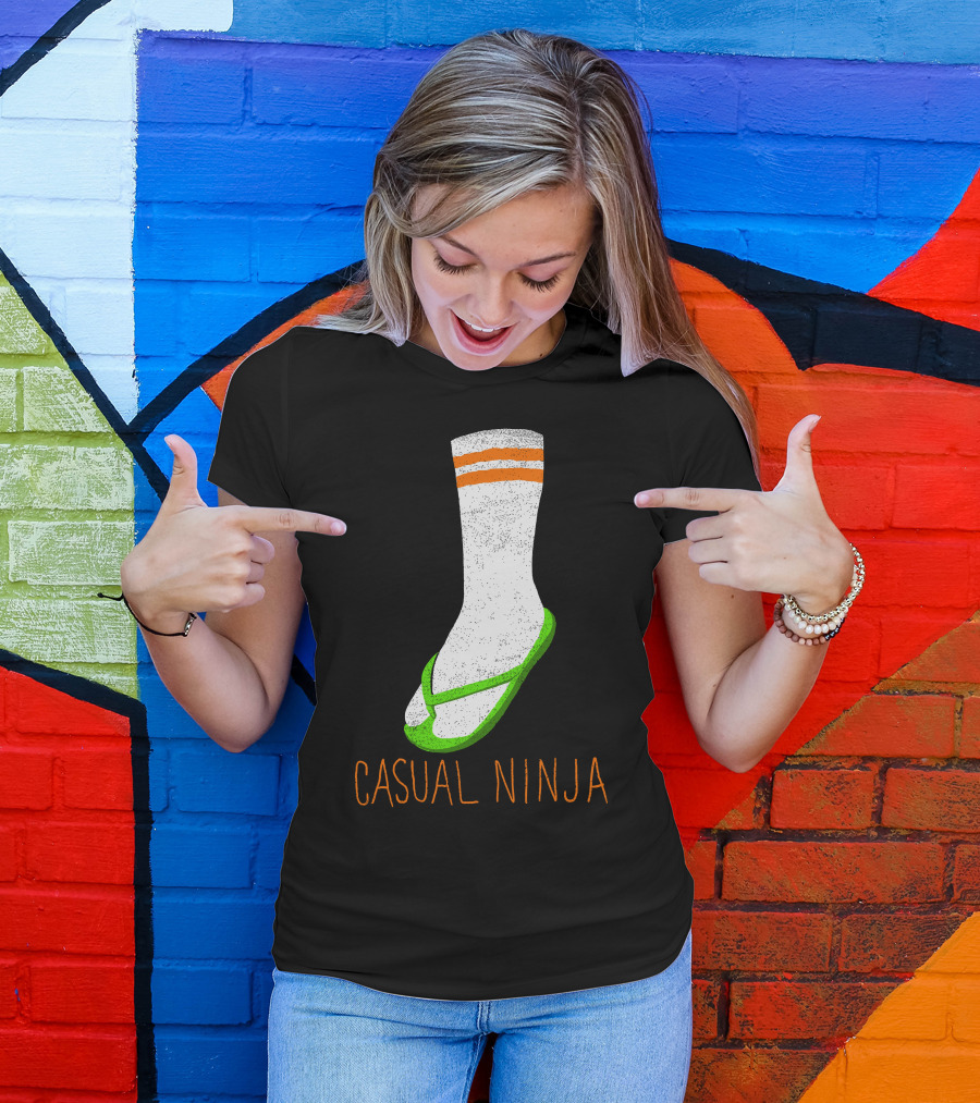 Casual Ninja Socks And Sandals Fun T-Shirt
