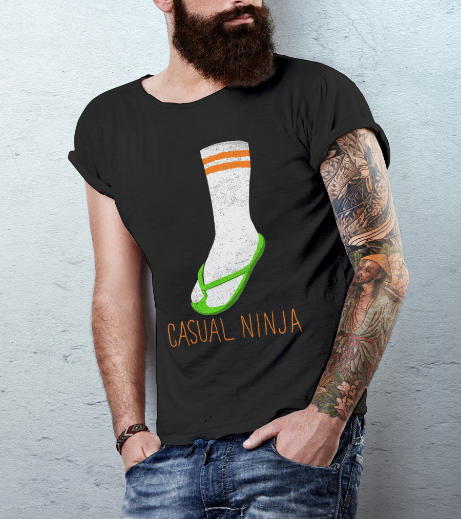 Casual Ninja Socks And Sandals Fun T-Shirt