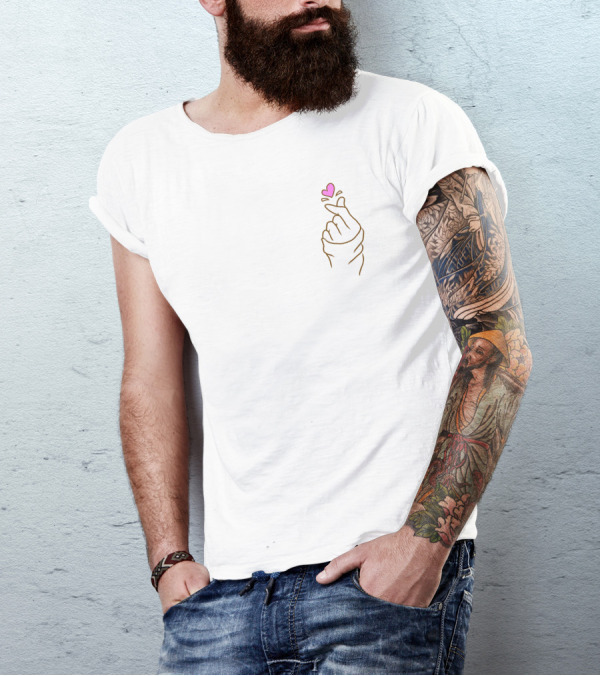 Cute Heart Finger Gesture Hardcover Journal T-Shirt
