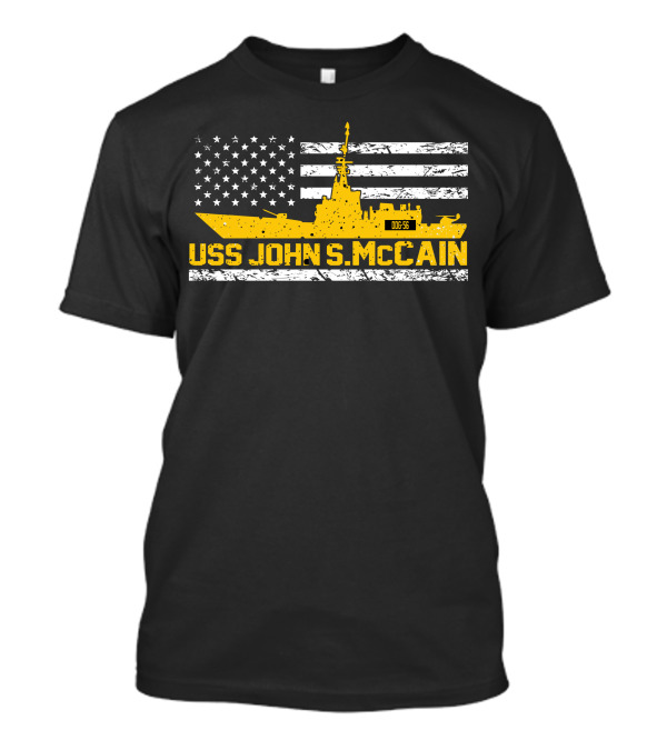 USS John S. McCain DDG 56 American Flag Emblem T-Shirt