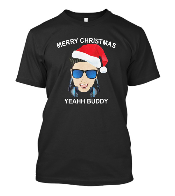 Merry Christmas Yeahh Buddy DJ Pauly D Santa Hat Sunglasses Headphones T-Shirt