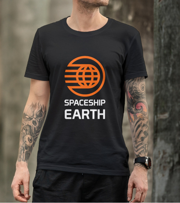Spaceship Earth Distressed Orange T-Shirt