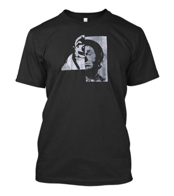 Faces Black And White Half Portrait Fusion T-Shirt