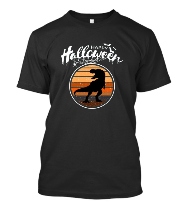Happy Halloween Dinosaur Retro Moon Rex T-Shirt