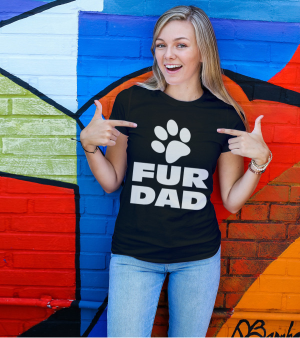 Fur Dad Paw Print Fan T-Shirt