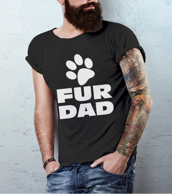 Fur Dad Paw Print Fan T-Shirt