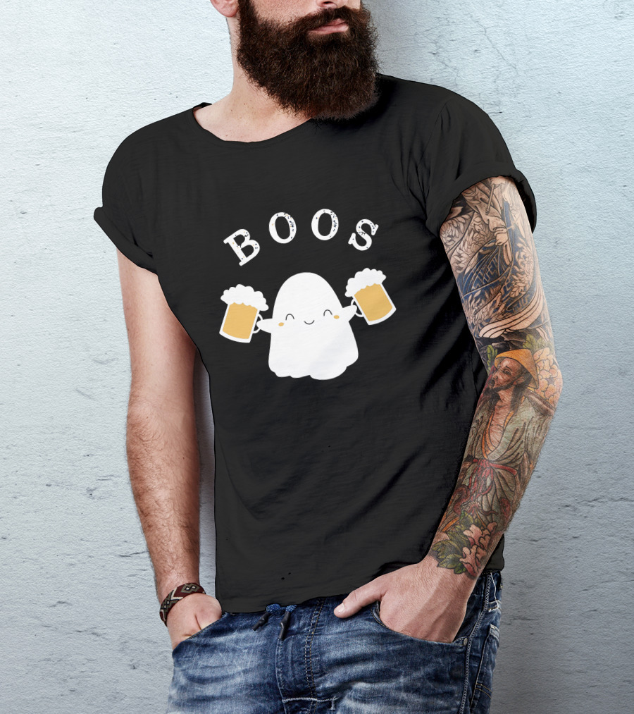 Halloween Ghost Boos With Beer Mugs T-Shirt