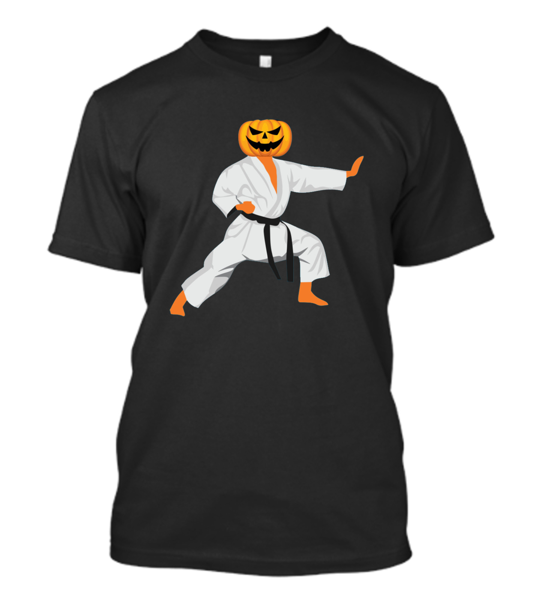 Halloween Karate Fighter Pumpkin Head Scary Martial Arts Jack-O'-Lantern T-Shirt