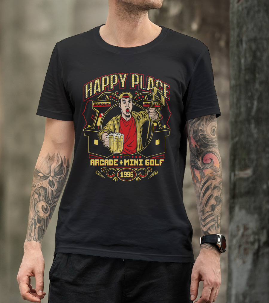 Happy Place Invaders Arcade Mini Golf 1996 T-Shirt