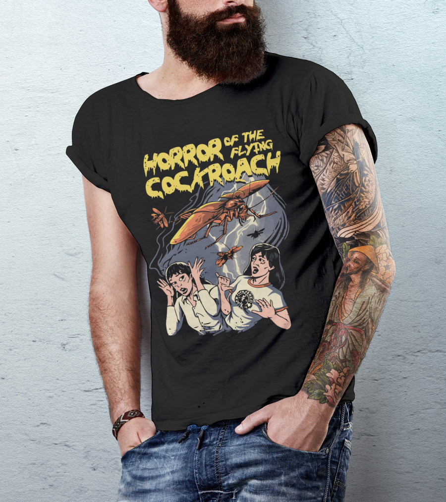 Horror Of The Flying Cockroach Attack Scene T-Shirt
