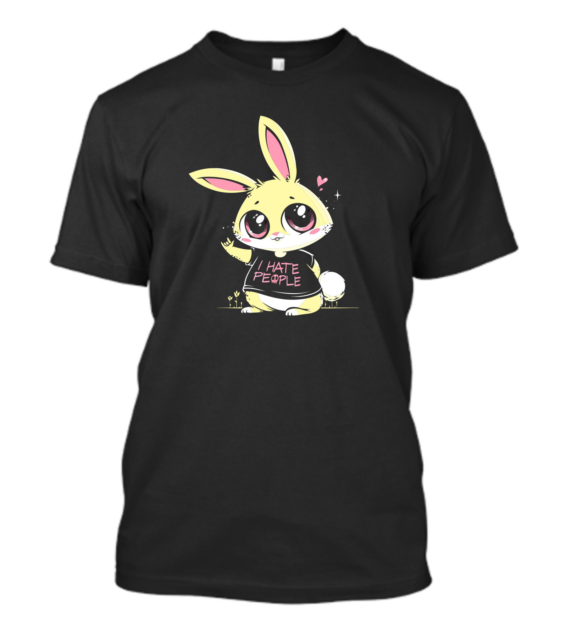 I Hate People Cute Bunny With Heart And Stars T-Shirt
