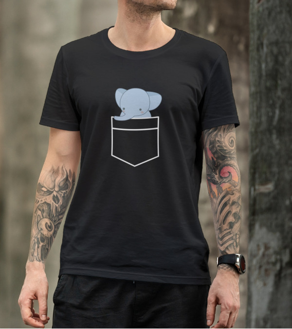 I Have An Elephant In My Pocket New Cute Blue Elephant Peeking Out T-Shirt