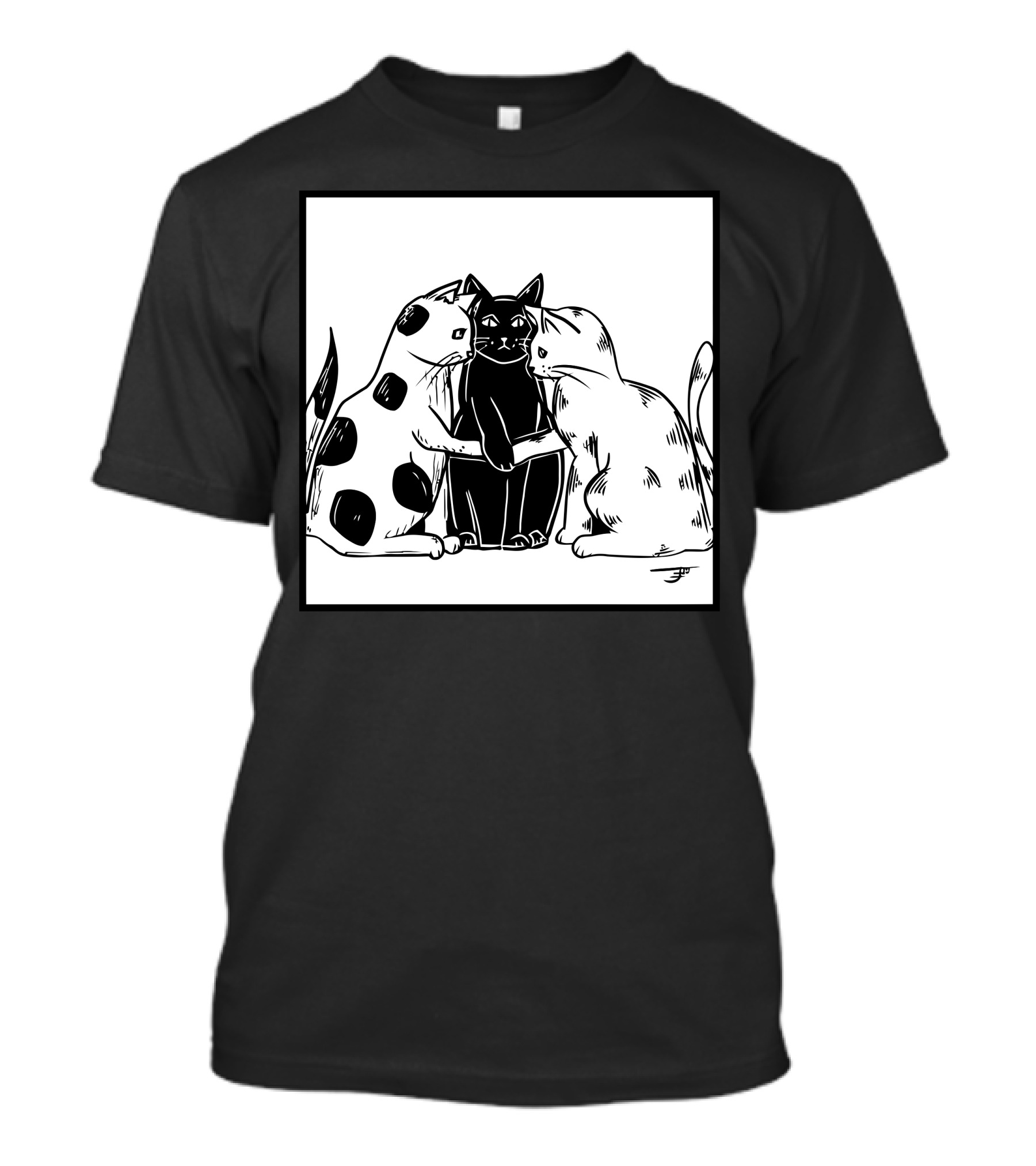 Inktober Day 29 United Plotting Trio Of Cats Black And White Posing T-Shirt
