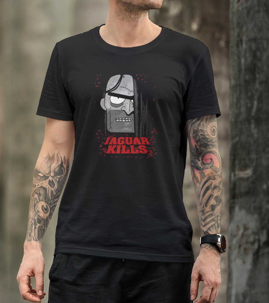 Jaguar Kills Grunge Cartoon Face T-Shirt