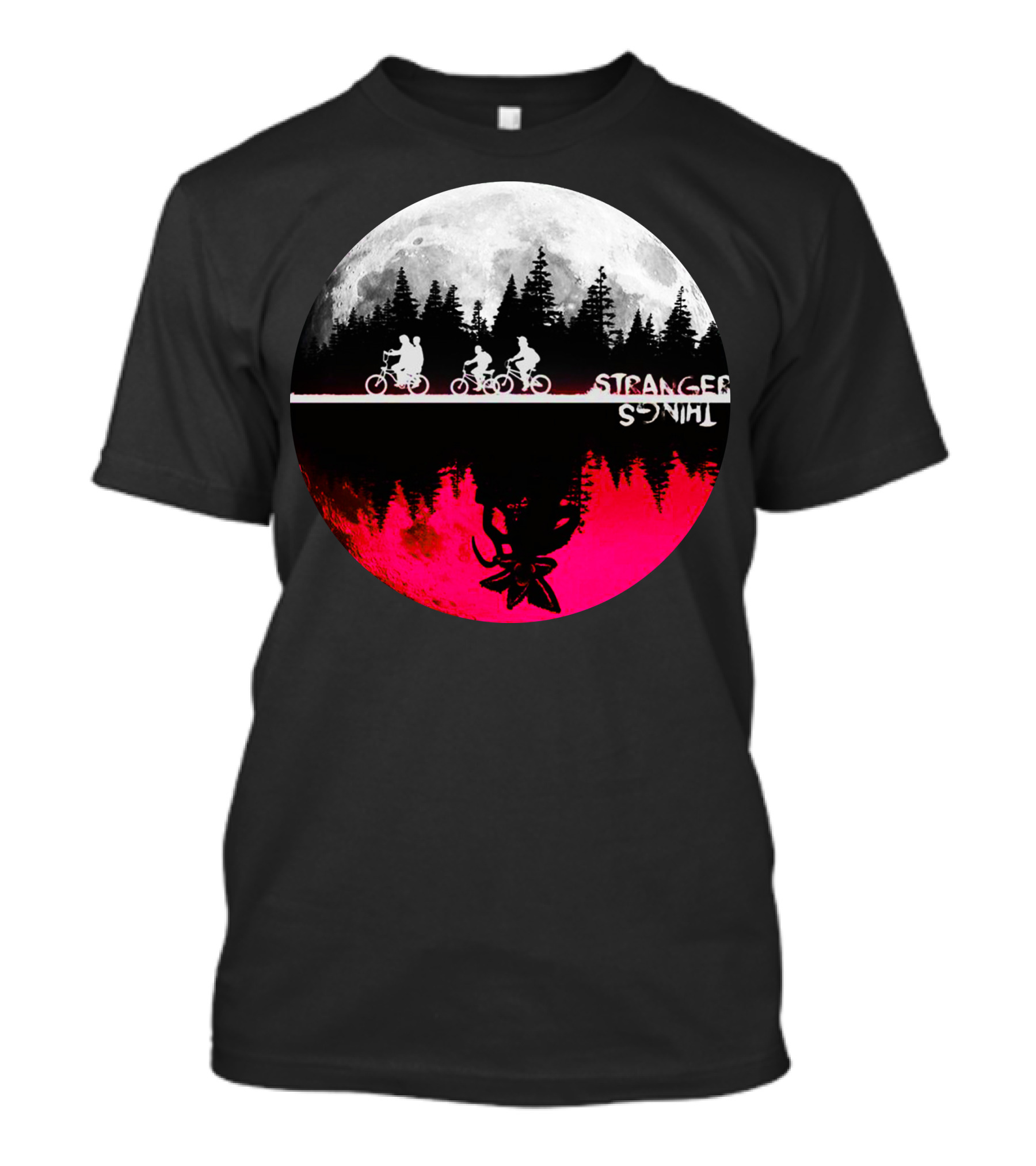 Stranger Things Kids Bikes Moon Forest Scene T-Shirt