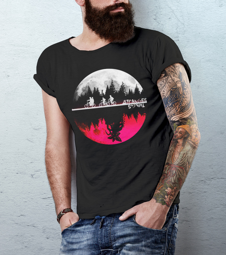 Stranger Things Kids Bikes Moon Forest Scene T-Shirt