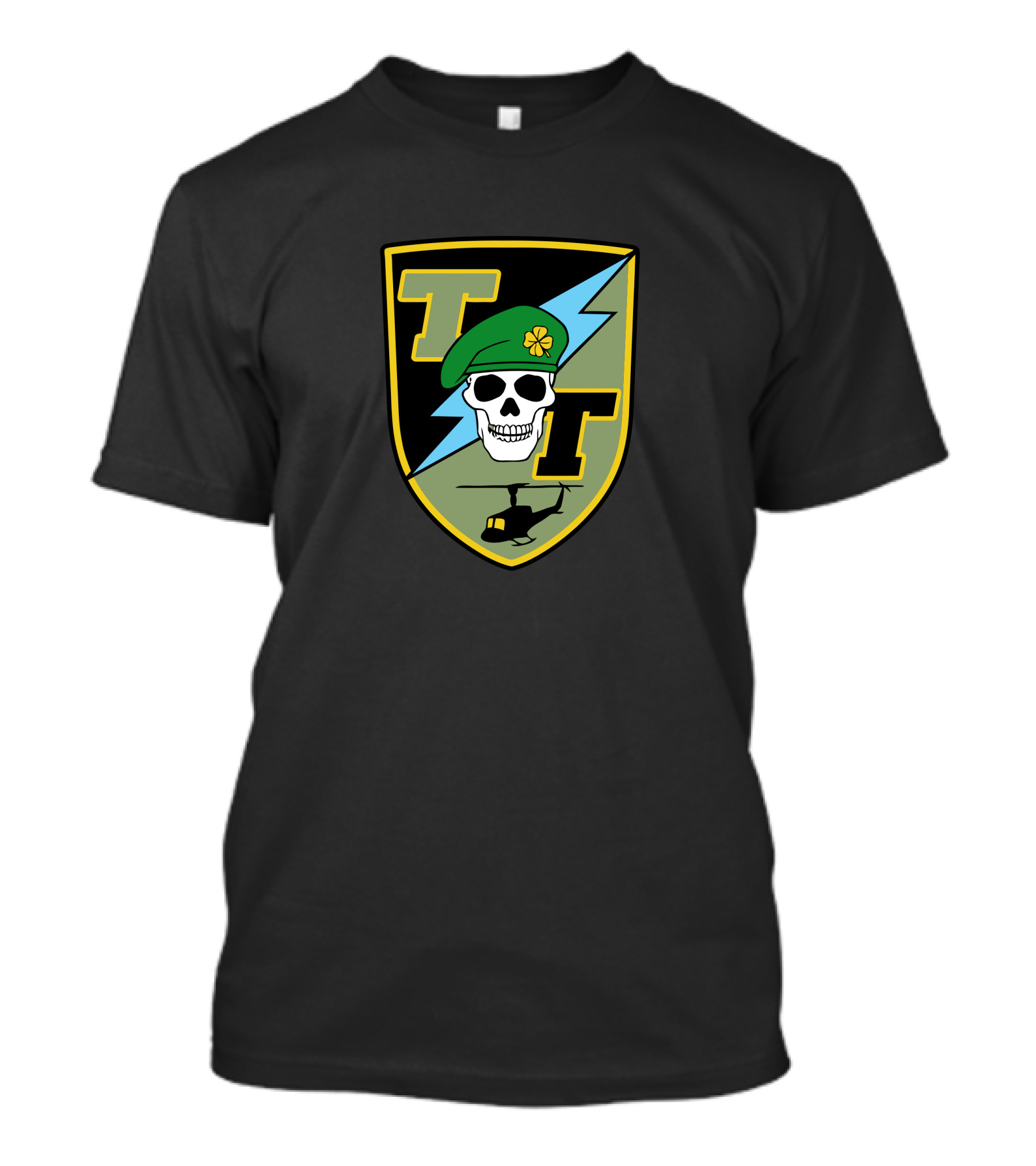 Tropic Thunder Lead Farmer Skull Beret Helicopter Badge T-Shirt