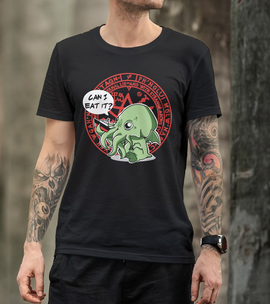 Little Cthulhu Is Hungry Can I Eat It Funny Nautical Lovecraft Mythos T-Shirt