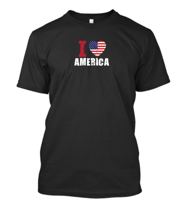 I Love America USA Flag Heart T-Shirt