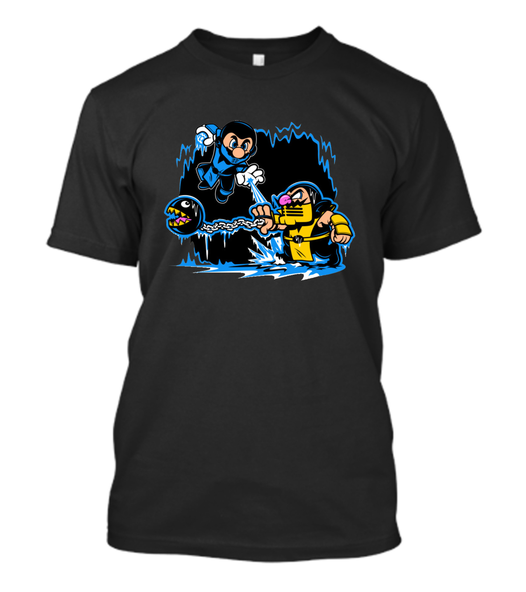 Mario Kombat Crossover Battle With Chain Chomp And Fighter Elements T-Shirt